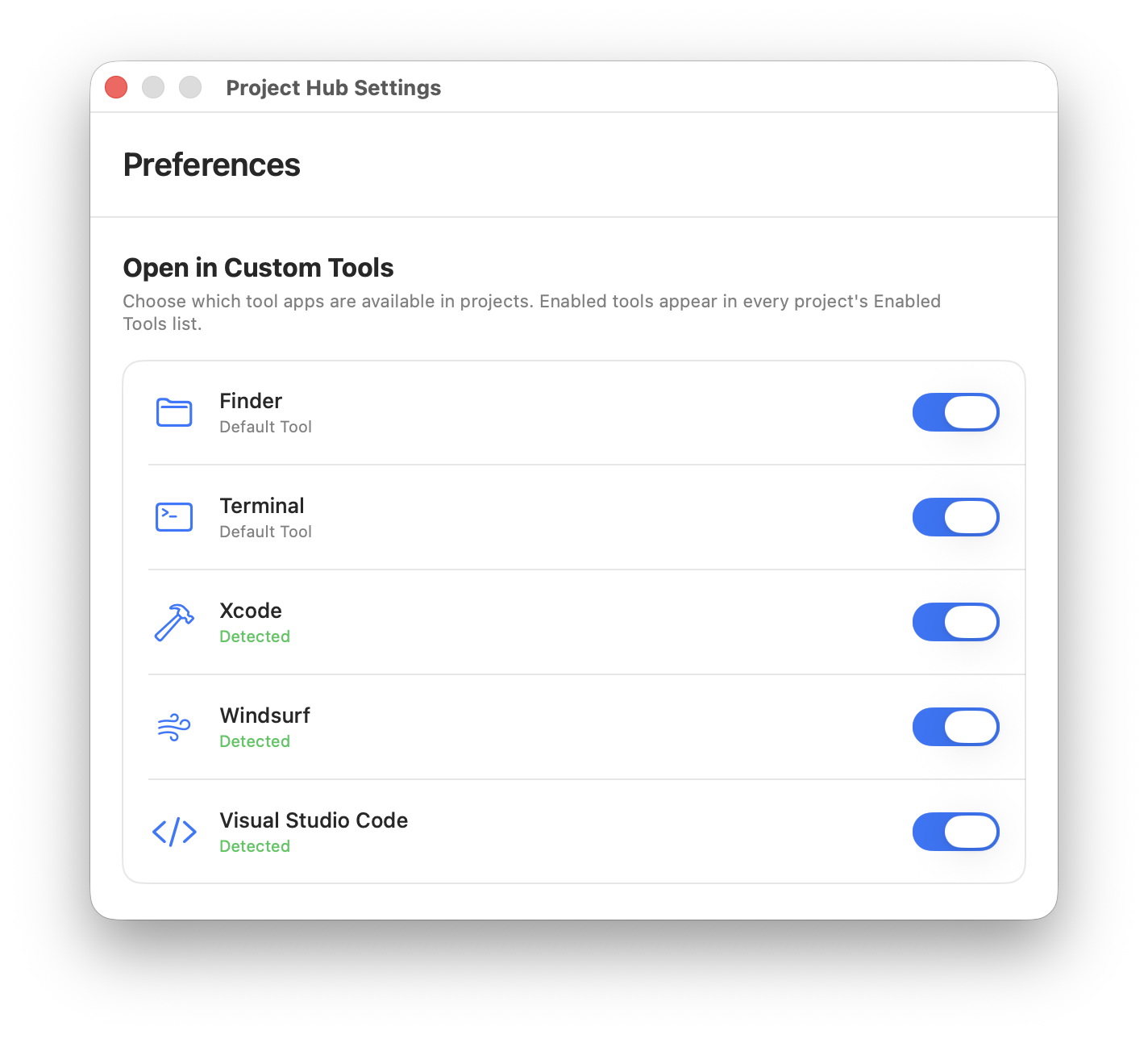 Custom Tools Preferences